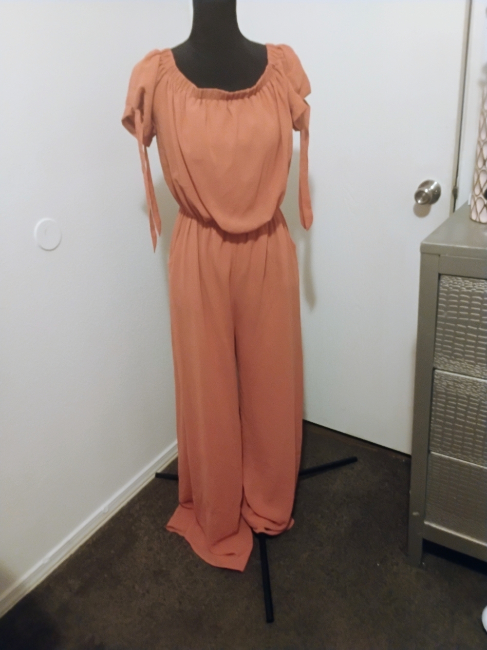 Gianni Bini Rust Orange Off-Shoulder Wide-Leg Jumpsuit